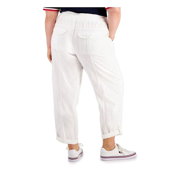 NWT TOMMY HILFIGER Womens White Mid-rise Cargo Straight leg Pants Plus 2X - Picture 2 of 3